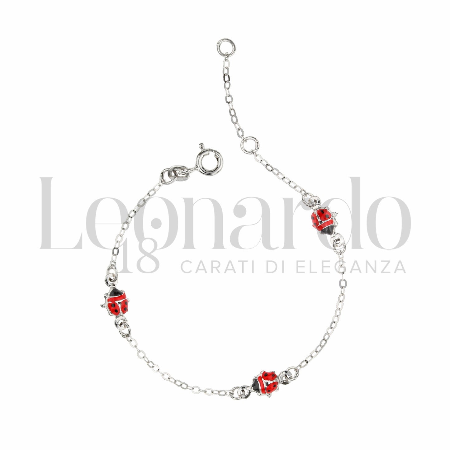 Bracciale con 3 Coccinelle da Bambina in Oro Giallo / Bianco 18 Carati