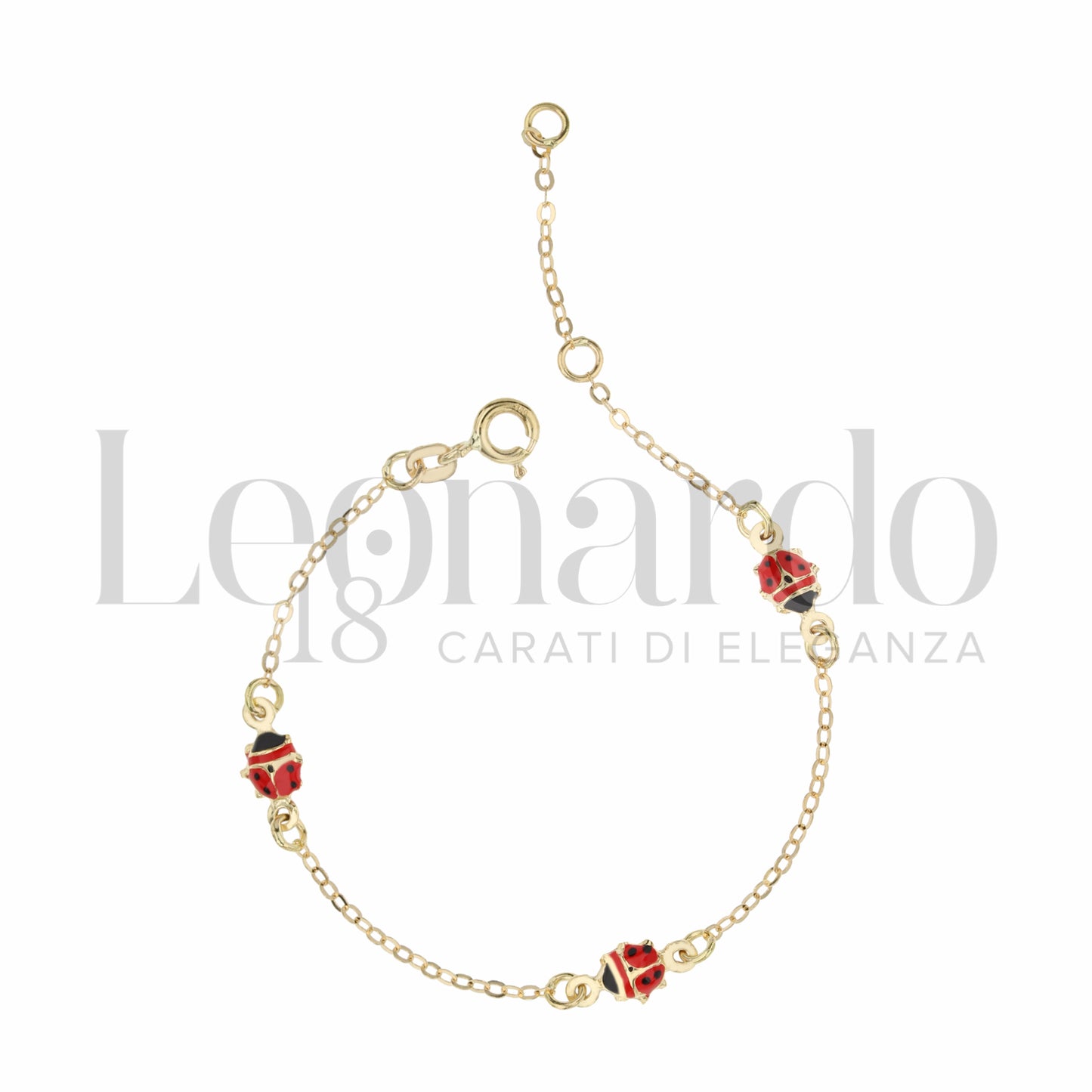 Bracciale con 3 Coccinelle da Bambina in Oro Giallo / Bianco 18 Carati