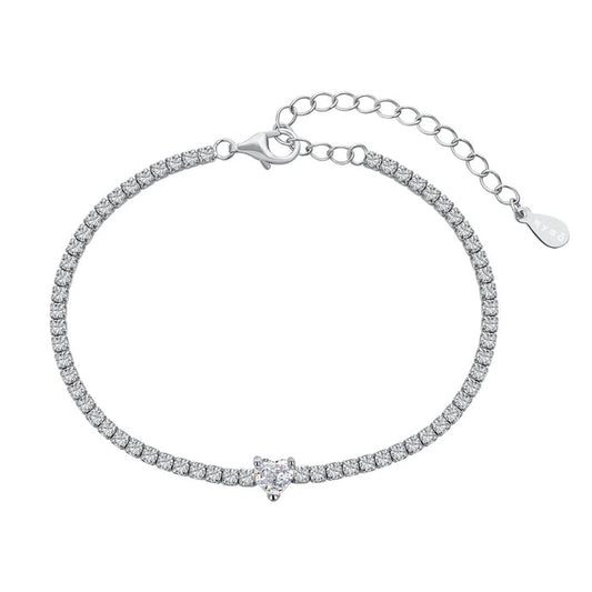 Bracciale Tennis Cuore in Argento 925