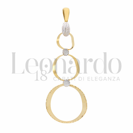 Pendente Diamantato a Lastra Modello a Fantasia a Scalare da Donna in Oro Bianco / Giallo 18 Carati da 2,8 gr