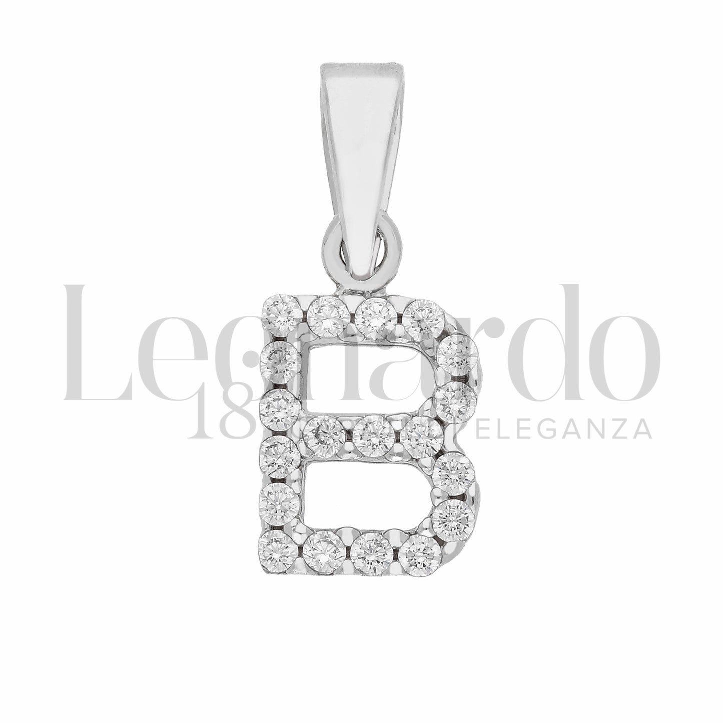 Pendente Letterina in Oro 18 Carati Lettere Dalla A alla Z con Zirconi Bianchi in Oro Bianco da 0,8 gr.