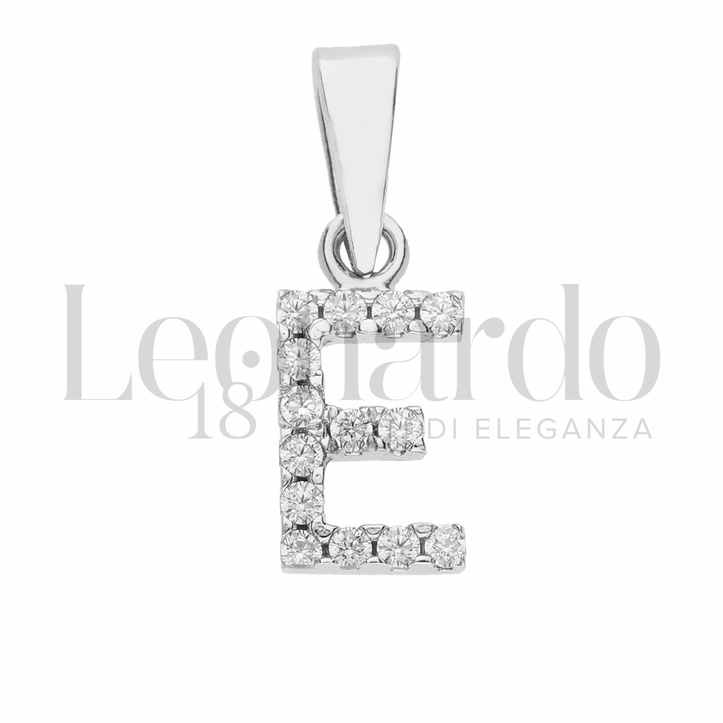 Pendente Letterina in Oro 18 Carati Lettere Dalla A alla Z con Zirconi Bianchi in Oro Bianco da 0,8 gr.