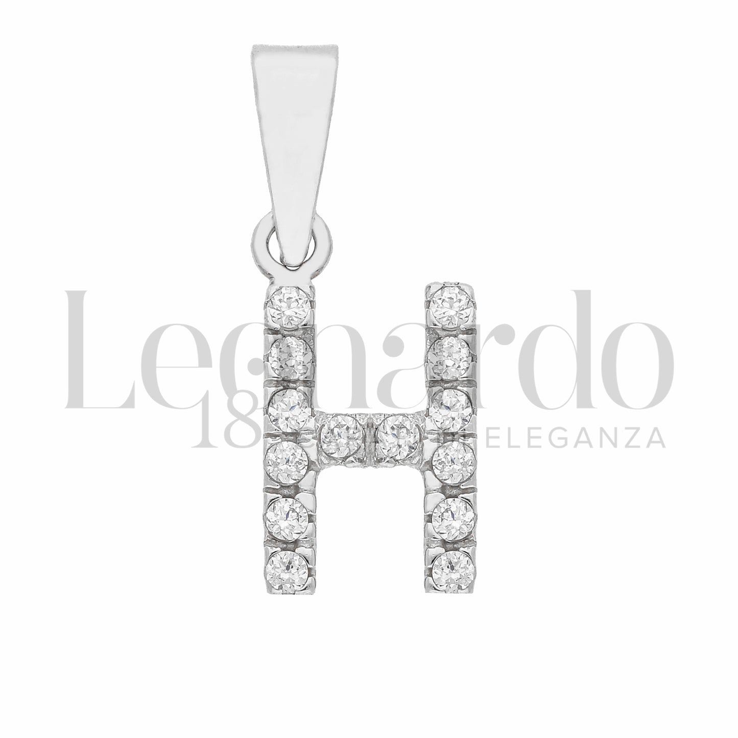 Pendente Letterina in Oro 18 Carati Lettere Dalla A alla Z con Zirconi Bianchi in Oro Bianco da 0,8 gr.