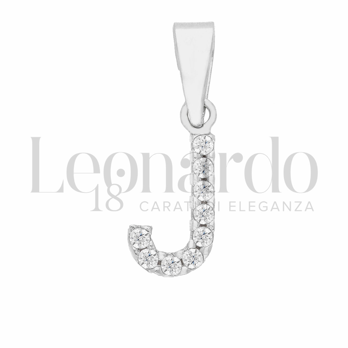 Pendente Letterina in Oro 18 Carati Lettere Dalla A alla Z con Zirconi Bianchi in Oro Bianco da 0,8 gr.