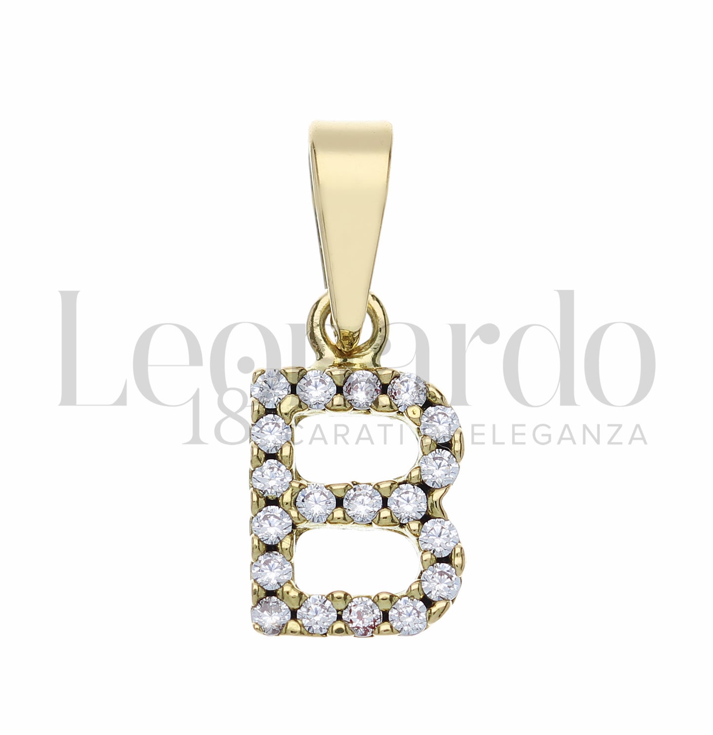 Pendente Letterina in Oro 18 Carati Lettere Dalla A alla Z con Zirconi Bianchi in Oro Giallo da 0,8 gr.