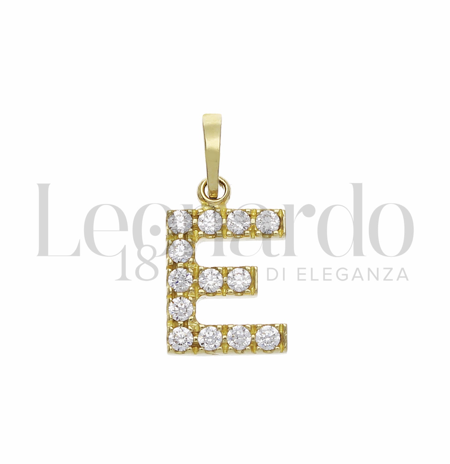 Pendente Letterina in Oro 18 Carati Lettere Dalla A alla Z con Zirconi Bianchi in Oro Giallo da 0,8 gr.