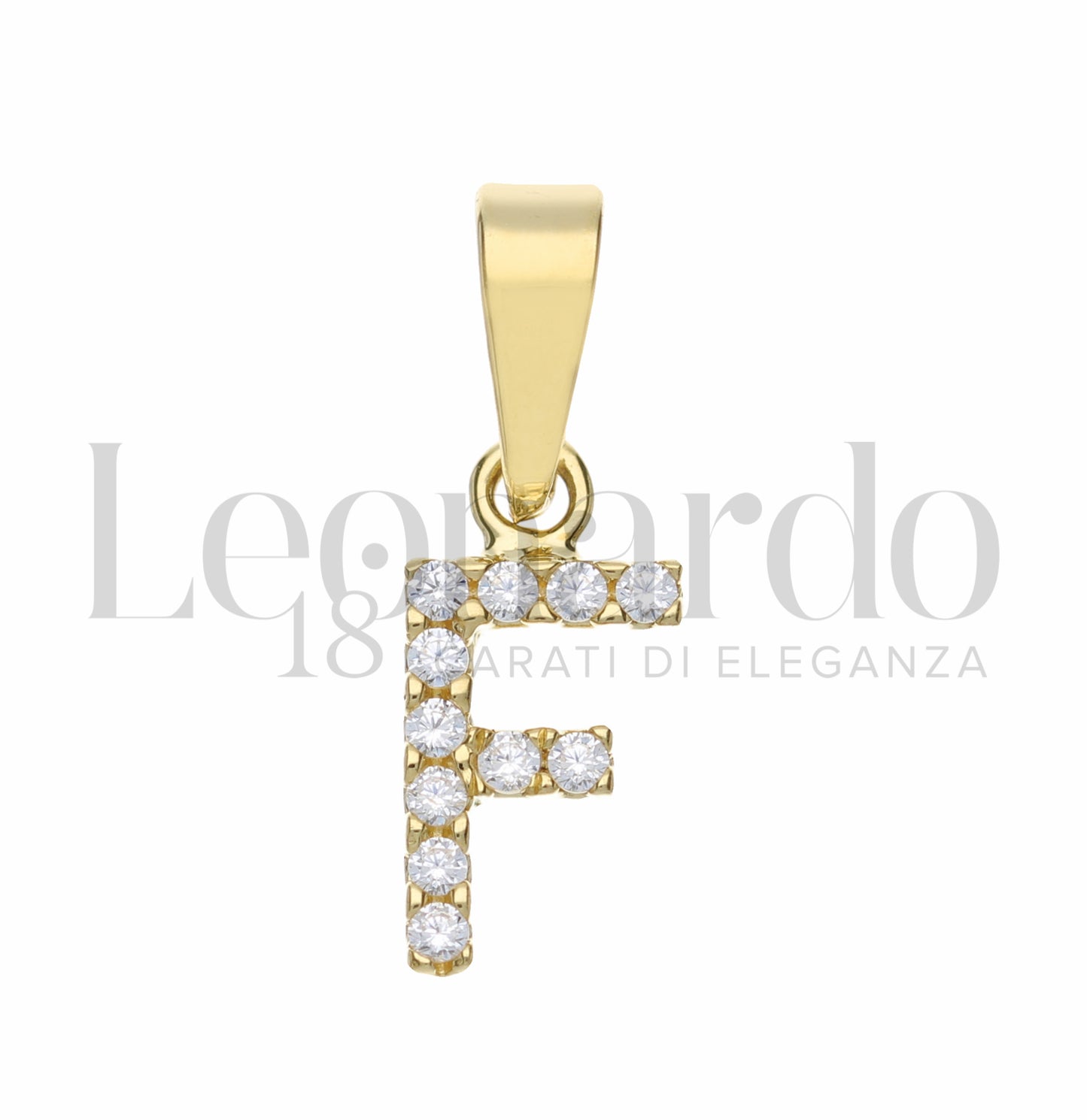 Pendente Letterina in Oro 18 Carati Lettere Dalla A alla Z con Zirconi Bianchi in Oro Giallo da 0,8 gr.