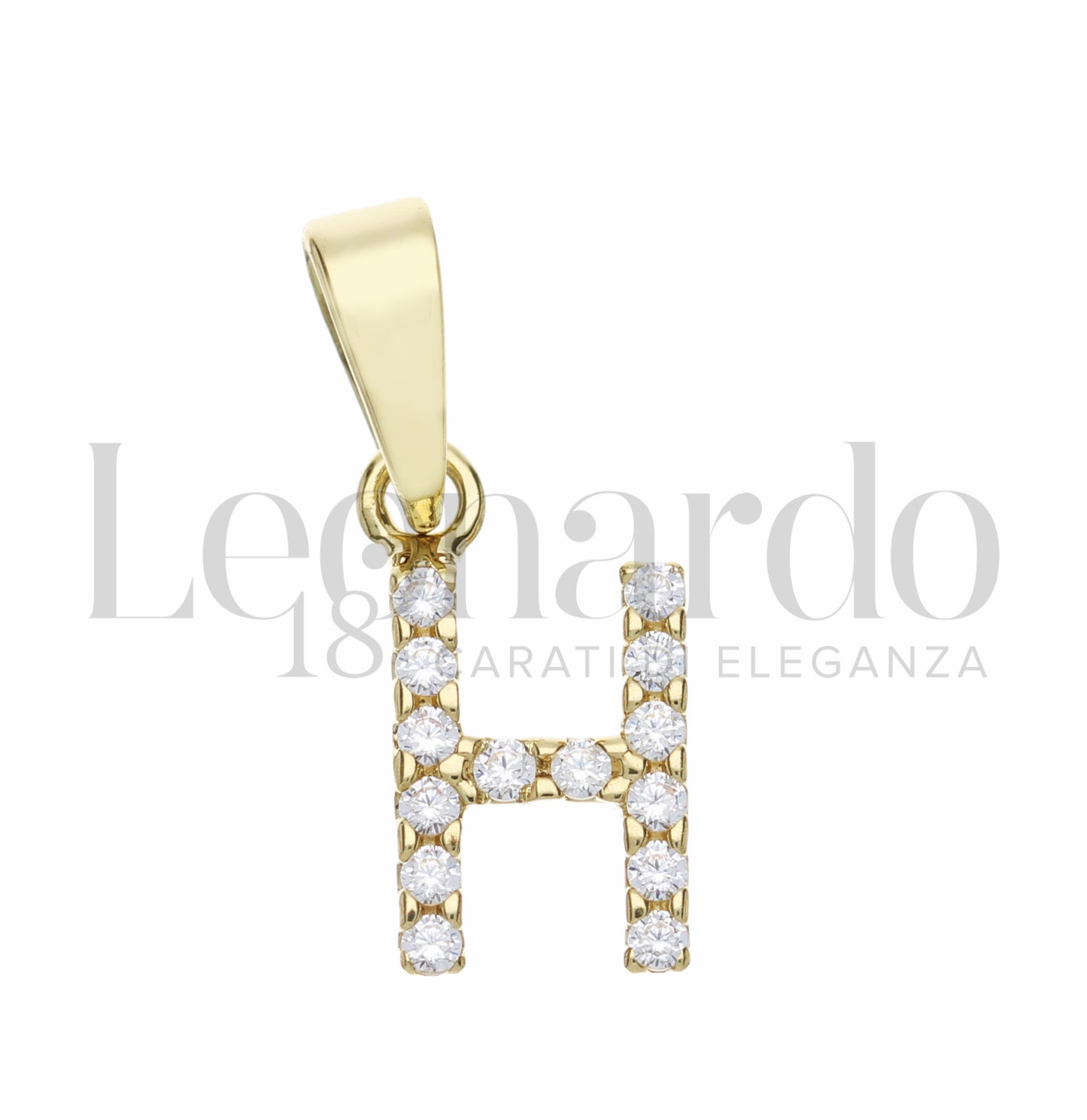 Pendente Letterina in Oro 18 Carati Lettere Dalla A alla Z con Zirconi Bianchi in Oro Giallo da 0,8 gr.