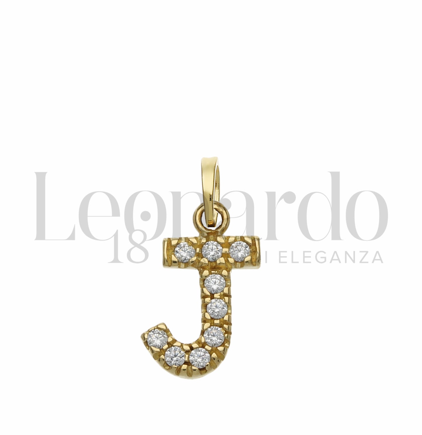 Pendente Letterina in Oro 18 Carati Lettere Dalla A alla Z con Zirconi Bianchi in Oro Giallo da 0,8 gr.