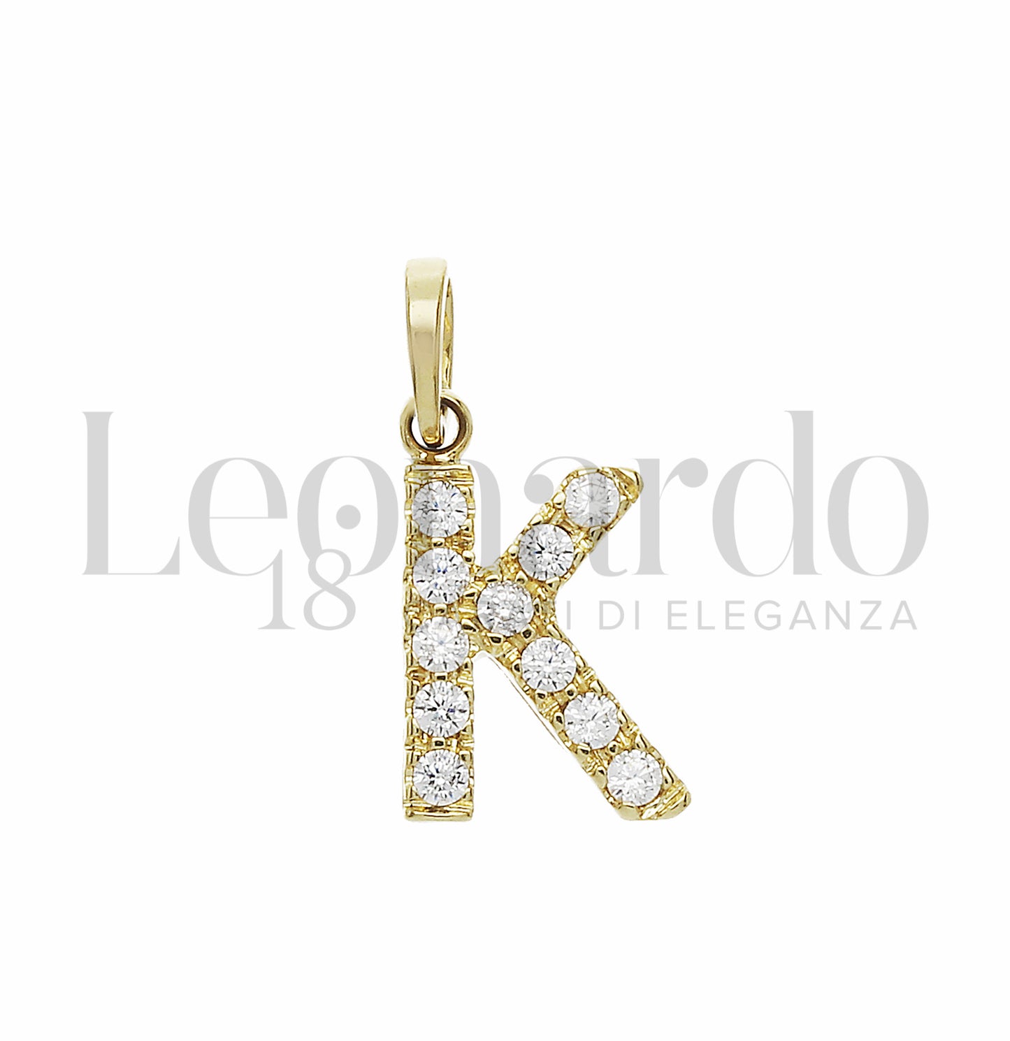 Pendente Letterina in Oro 18 Carati Lettere Dalla A alla Z con Zirconi Bianchi in Oro Giallo da 0,8 gr.