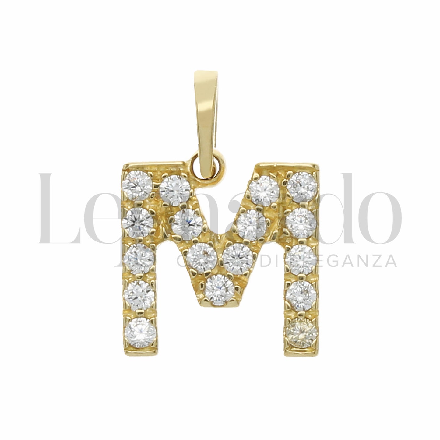 Pendente Letterina in Oro 18 Carati Lettere Dalla A alla Z con Zirconi Bianchi in Oro Giallo da 0,8 gr.