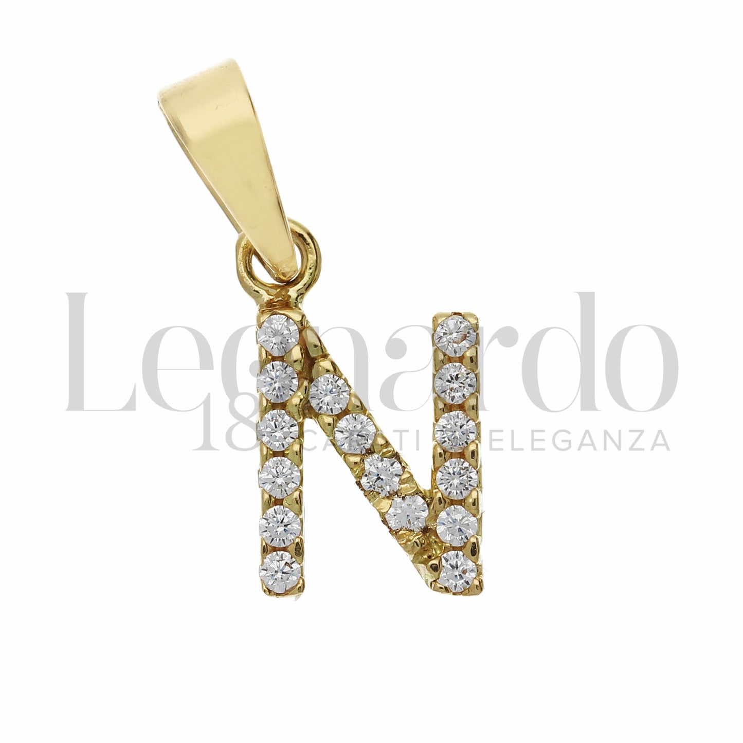 Pendente Letterina in Oro 18 Carati Lettere Dalla A alla Z con Zirconi Bianchi in Oro Giallo da 0,8 gr.