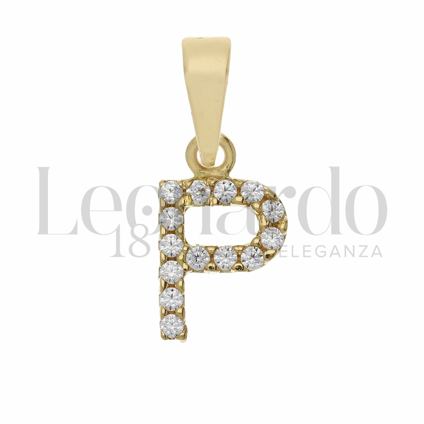 Pendente Letterina in Oro 18 Carati Lettere Dalla A alla Z con Zirconi Bianchi in Oro Giallo da 0,8 gr.