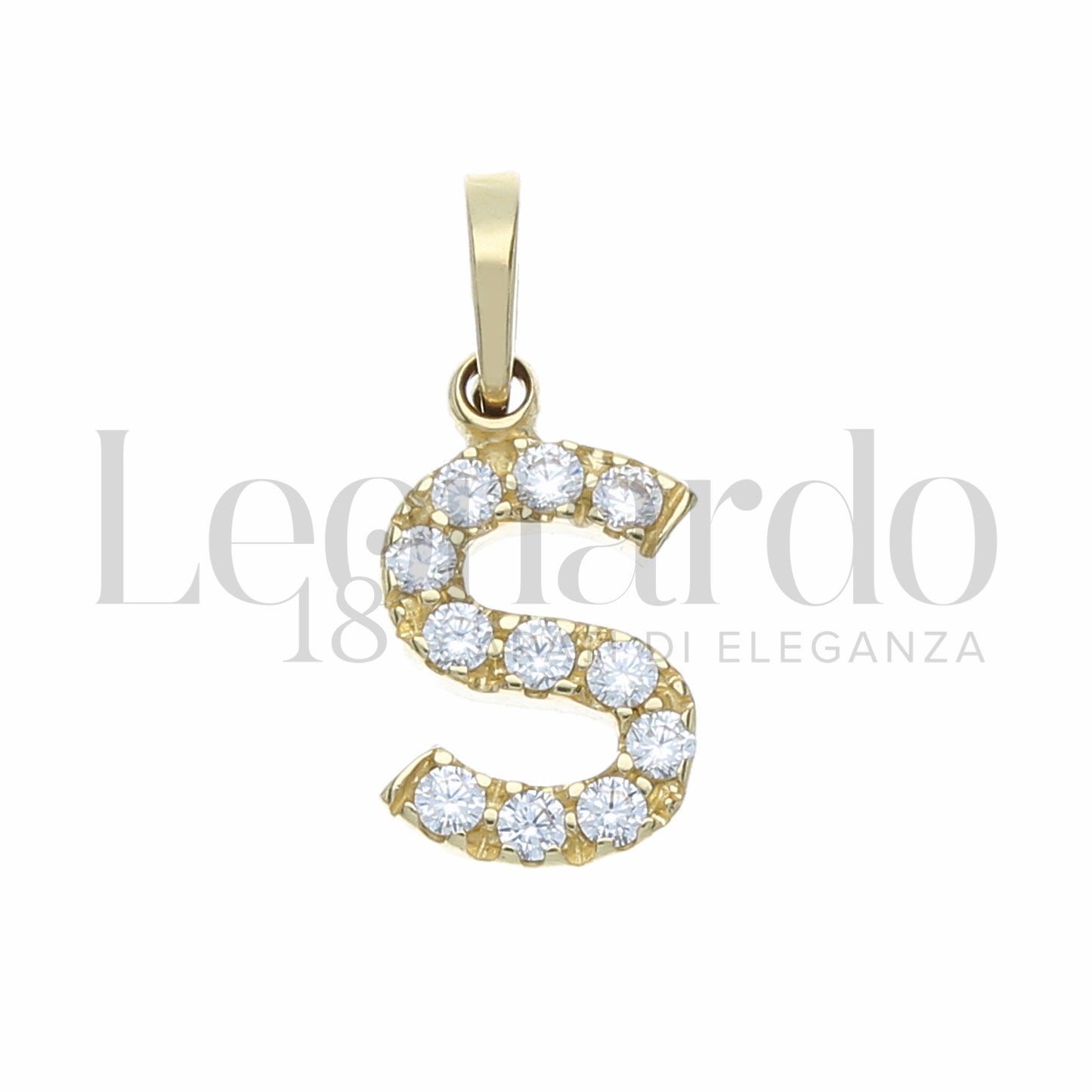 Pendente Letterina in Oro 18 Carati Lettere Dalla A alla Z con Zirconi Bianchi in Oro Giallo da 0,8 gr.