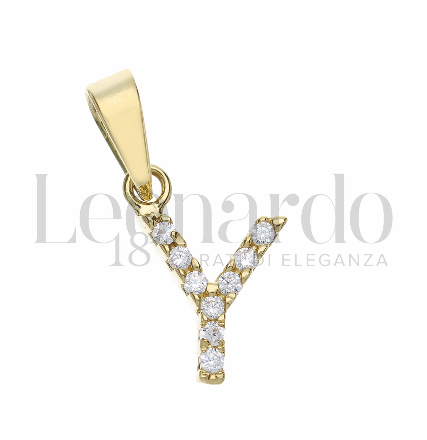 Pendente Letterina in Oro 18 Carati Lettere Dalla A alla Z con Zirconi Bianchi in Oro Giallo da 0,8 gr.