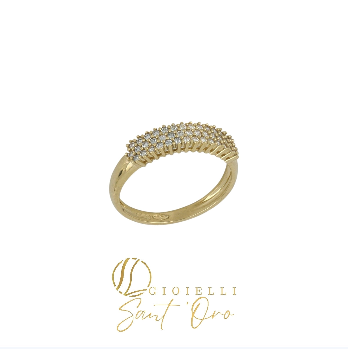 Anello Veretta Pavè in Oro 18kt - Gioielli Sant’Oro