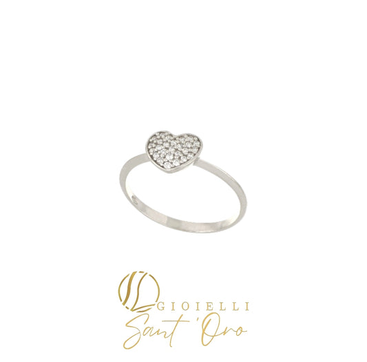 Anello Cuore Pavè in Oro 18kt - Gioielli Sant'Oro