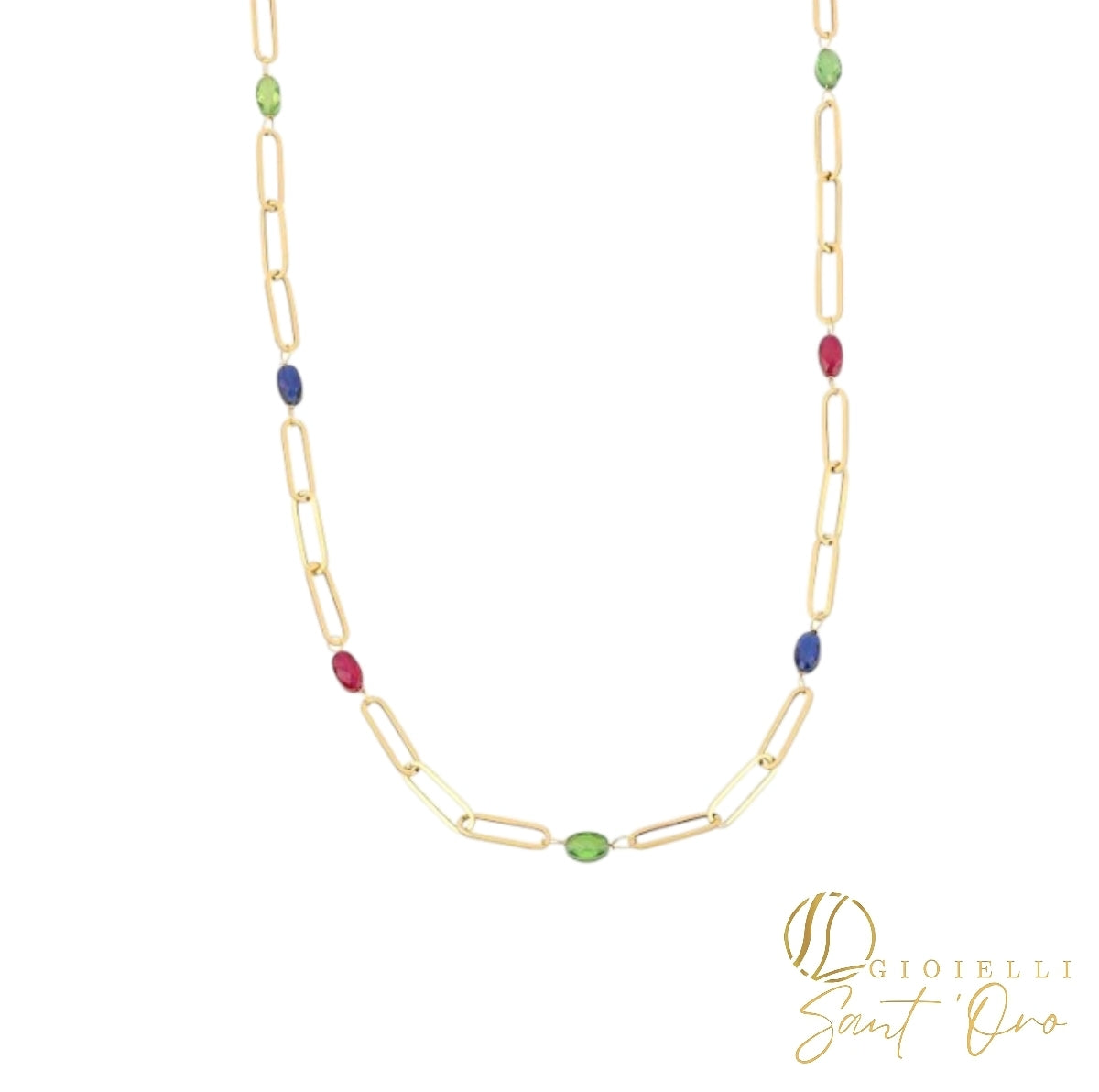 Collana Donna con Pietre Multicolor in Oro 18kt - Gioielli Sant’Oro